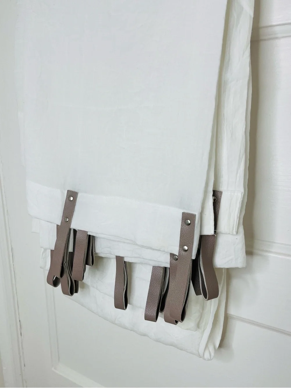 DKNY White Curtain 2 Panels with Taupe Tabs 78”x49”
